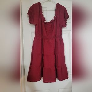 Red off shoulder dress